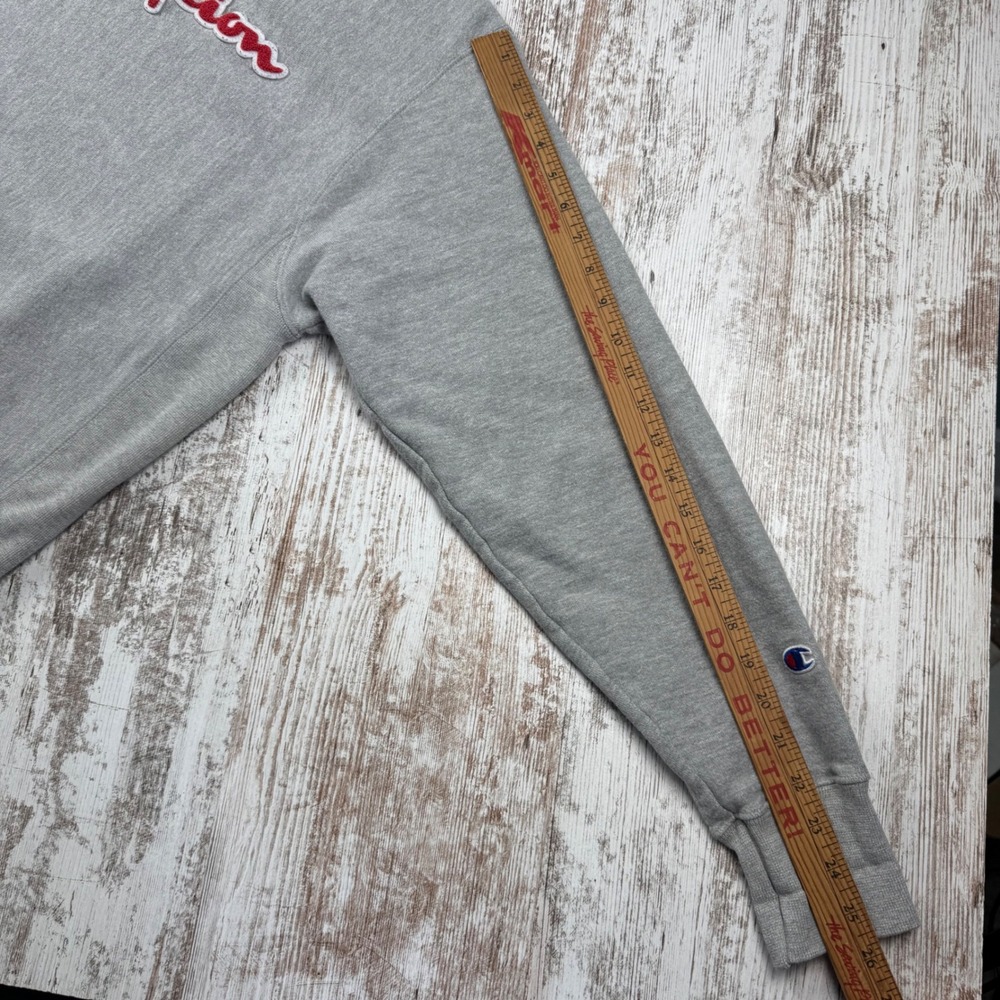 Champion Reverse Weave Sweatshirt Mens Large Gray Chenille Script Logo GF70 11C - Picture 10 of 11